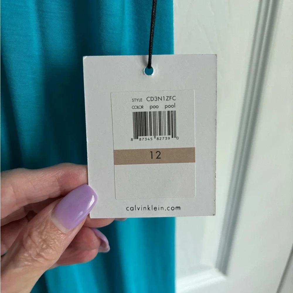 Calvin Klein NWT Teal Cover-Up Sundress Size 12 Stretch Rayon Beach Resort